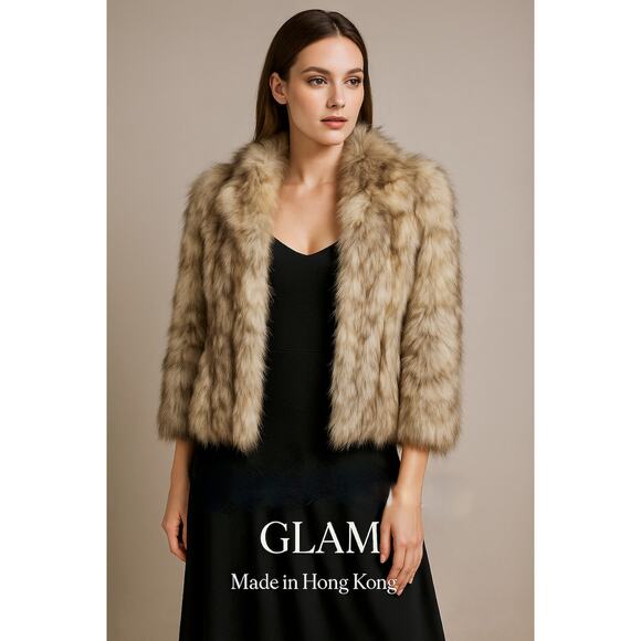 Vintage Genuine Finland FOX FUR Coat Medium Hong Kong Old Money Glamour Luxury - Picture 15 of 15